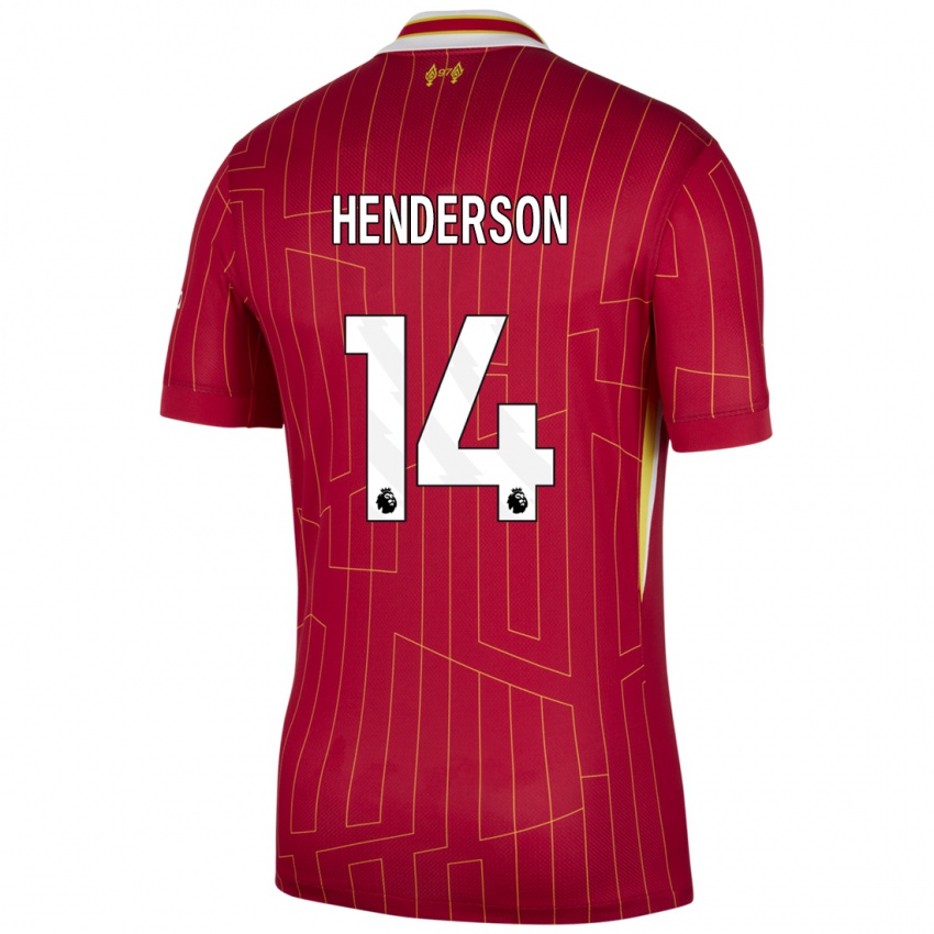 Bambino Maglia Henderson #14 Rosso Giallo Bianco Kit Gara Home 2024/25 Maglietta