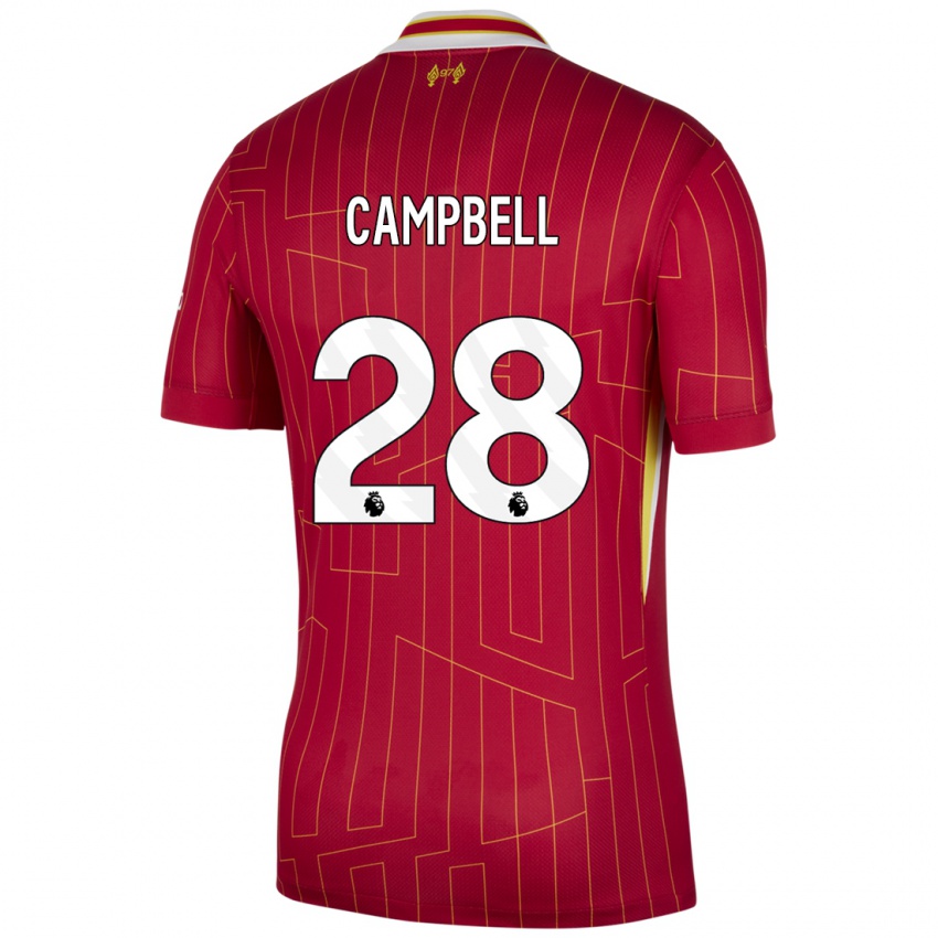 Bambino Maglia Megan Campbell #28 Rosso Giallo Bianco Kit Gara Home 2024/25 Maglietta