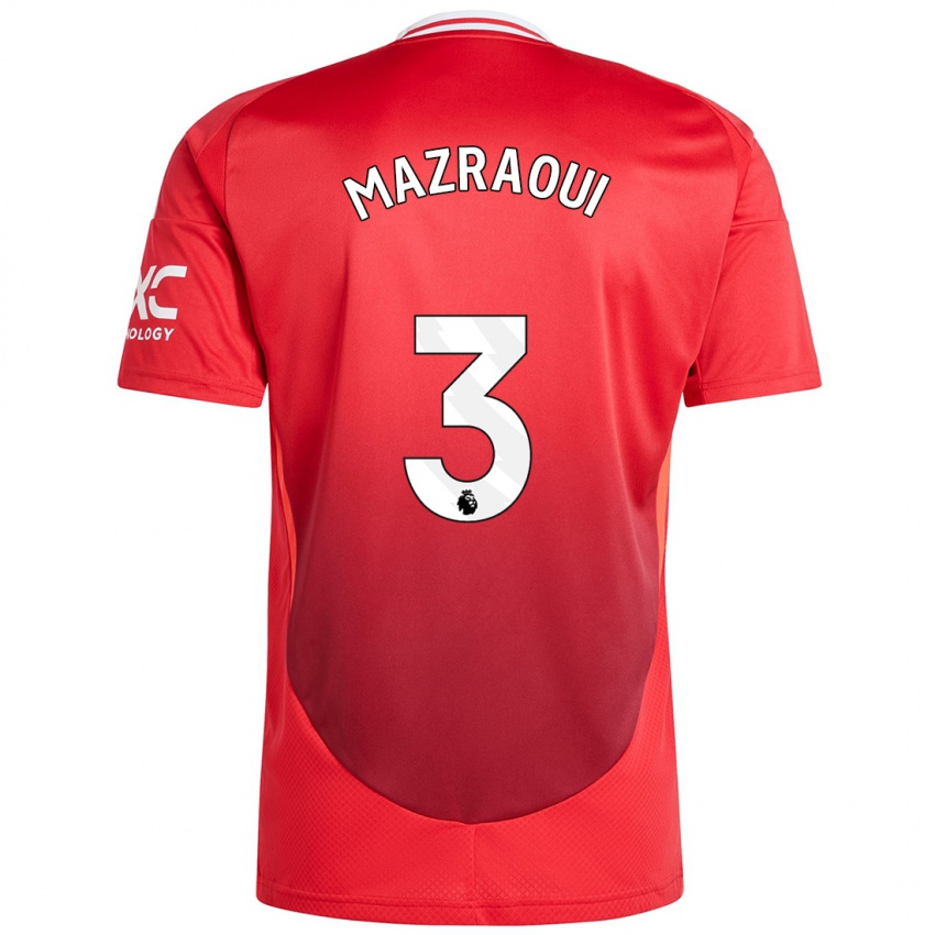 Bambino Maglia Noussair Mazraoui #3 Rosso Brillante Kit Gara Home 2024/25 Maglietta