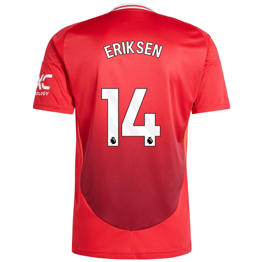 Bambino Maglia Christian Eriksen #14 Rosso Brillante Kit Gara Home 2024/25 Maglietta