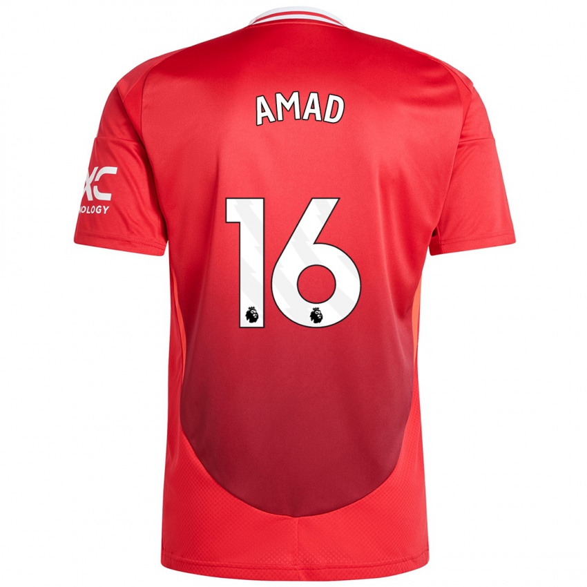 Bambino Maglia Amad Diallo #16 Rosso Brillante Kit Gara Home 2024/25 Maglietta