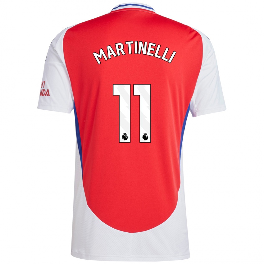 Bambino Maglia Gabriel Martinelli #11 Rosso Bianco Kit Gara Home 2024/25 Maglietta