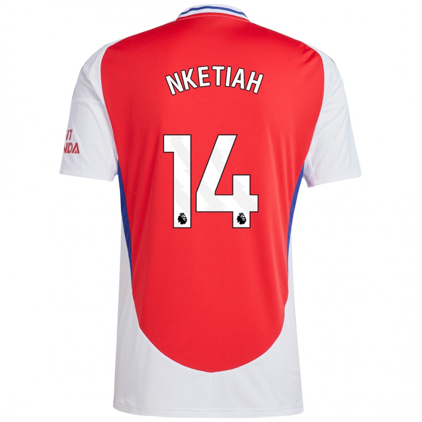 Bambino Maglia Eddie Nketiah #14 Rosso Bianco Kit Gara Home 2024/25 Maglietta