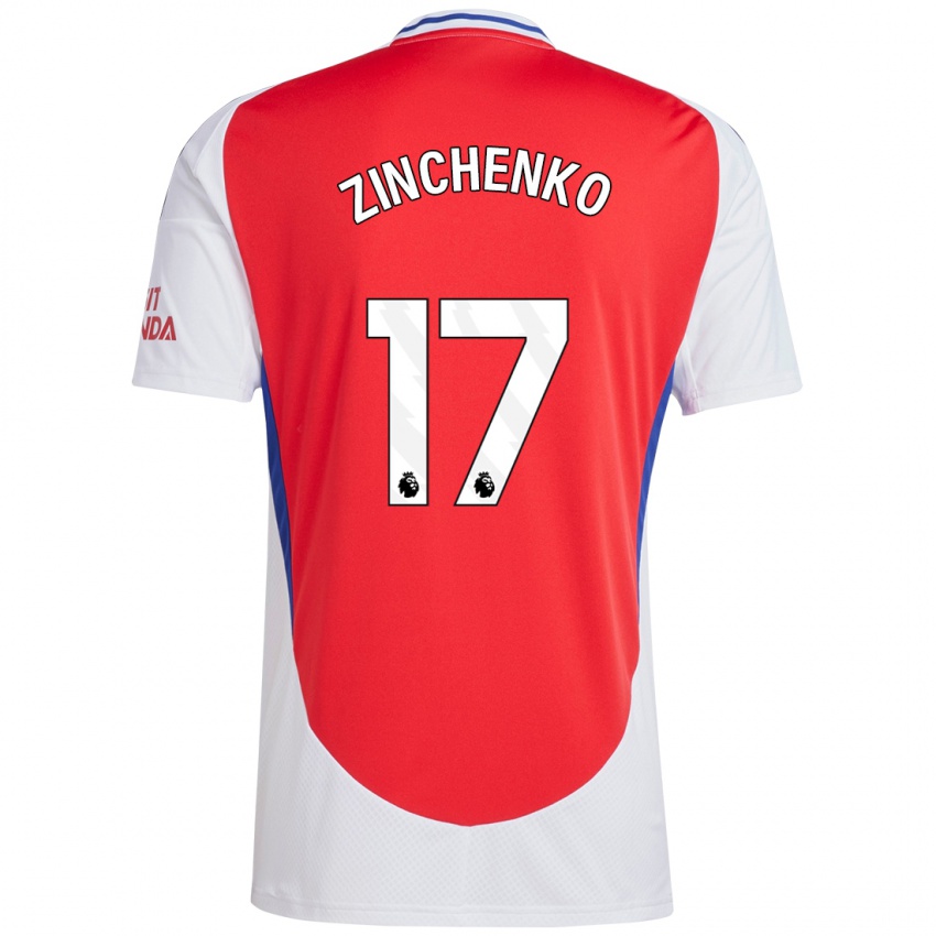 Bambino Maglia Oleksandr Zinchenko #17 Rosso Bianco Kit Gara Home 2024/25 Maglietta