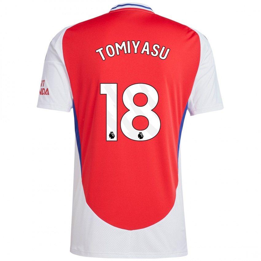 Bambino Maglia Takehiro Tomiyasu #18 Rosso Bianco Kit Gara Home 2024/25 Maglietta