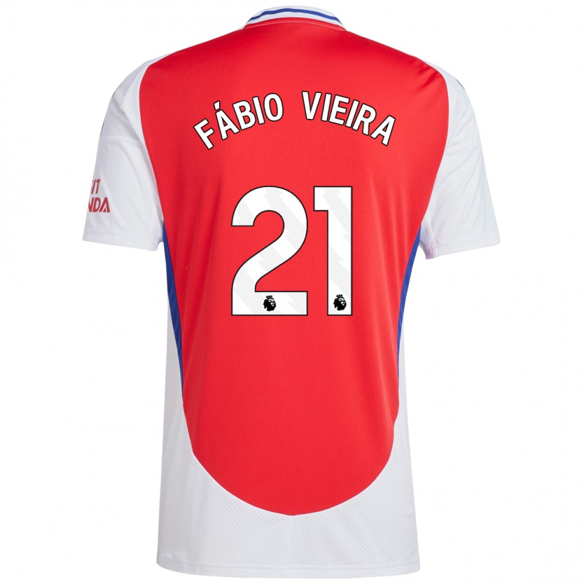 Bambino Maglia Fabio Vieira #21 Rosso Bianco Kit Gara Home 2024/25 Maglietta