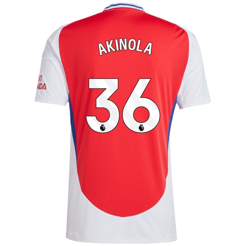 Bambino Maglia Tim Akinola #36 Rosso Bianco Kit Gara Home 2024/25 Maglietta