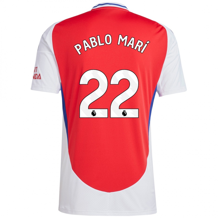 Bambino Maglia Pablo Mari #22 Rosso Bianco Kit Gara Home 2024/25 Maglietta