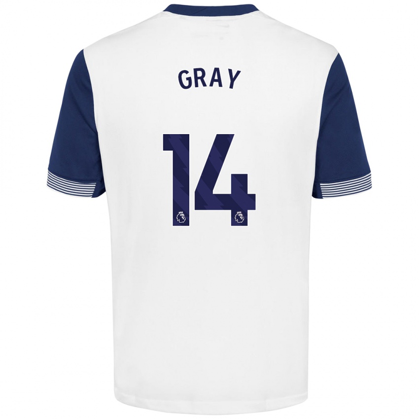 Bambino Maglia Archie Gray #14 Bianco Blu Kit Gara Home 2024/25 Maglietta