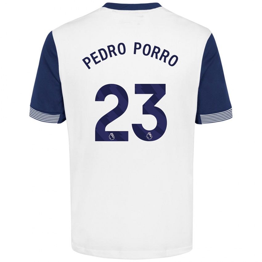 Bambino Maglia Pedro Porro #23 Bianco Blu Kit Gara Home 2024/25 Maglietta