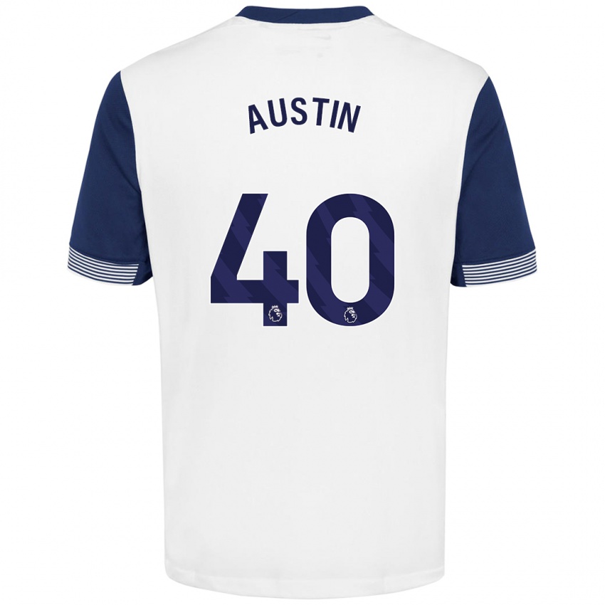 Bambino Maglia Brandon Austin #40 Bianco Blu Kit Gara Home 2024/25 Maglietta