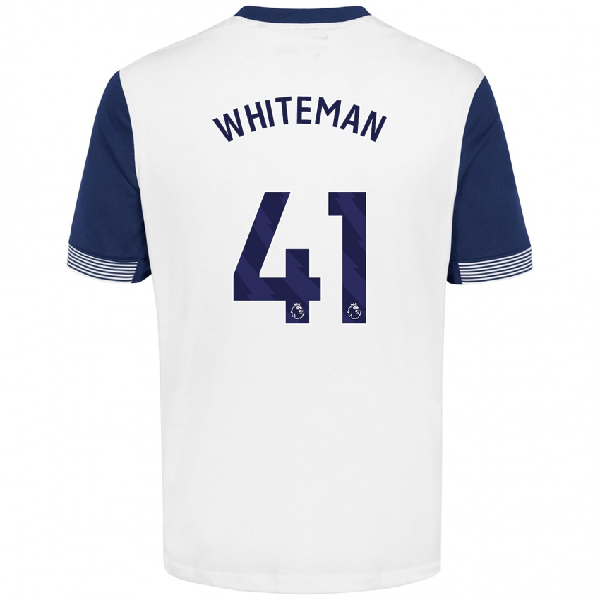 Bambino Maglia Alfie Whiteman #41 Bianco Blu Kit Gara Home 2024/25 Maglietta