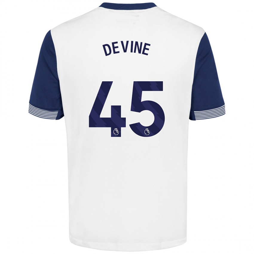 Bambino Maglia Alfie Devine #45 Bianco Blu Kit Gara Home 2024/25 Maglietta