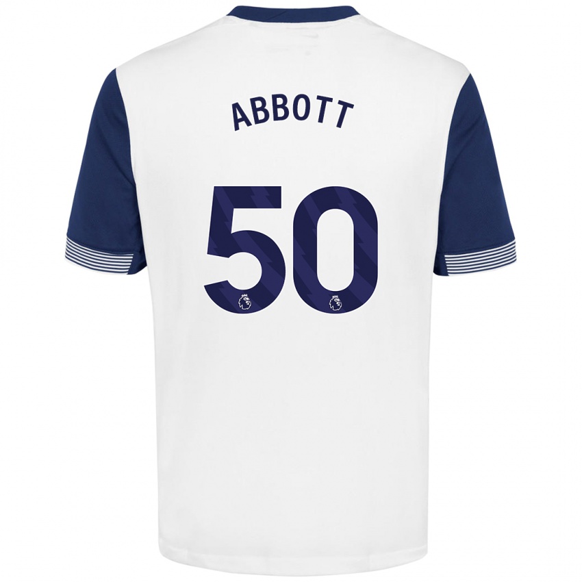 Bambino Maglia George Abbott #50 Bianco Blu Kit Gara Home 2024/25 Maglietta