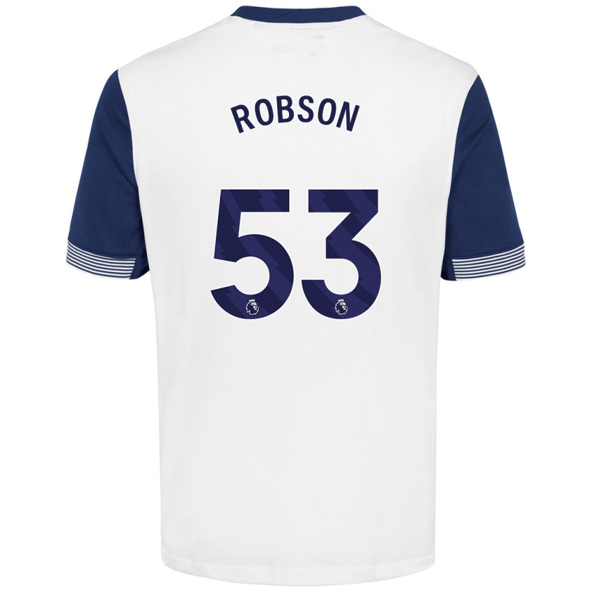 Bambino Maglia Max Robson #53 Bianco Blu Kit Gara Home 2024/25 Maglietta