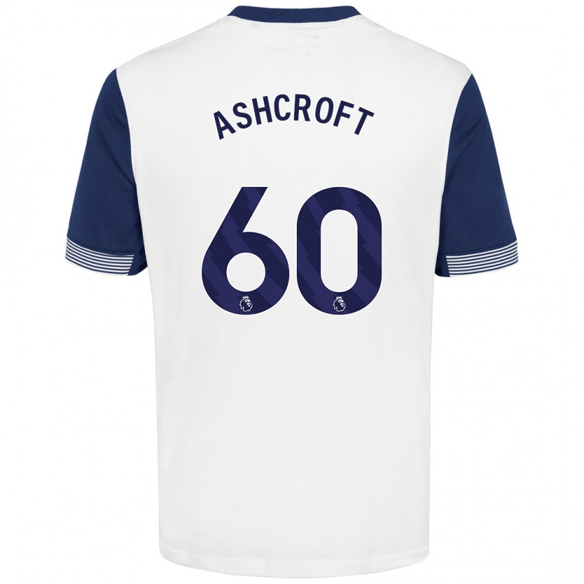 Bambino Maglia Tyrell Ashcroft #60 Bianco Blu Kit Gara Home 2024/25 Maglietta