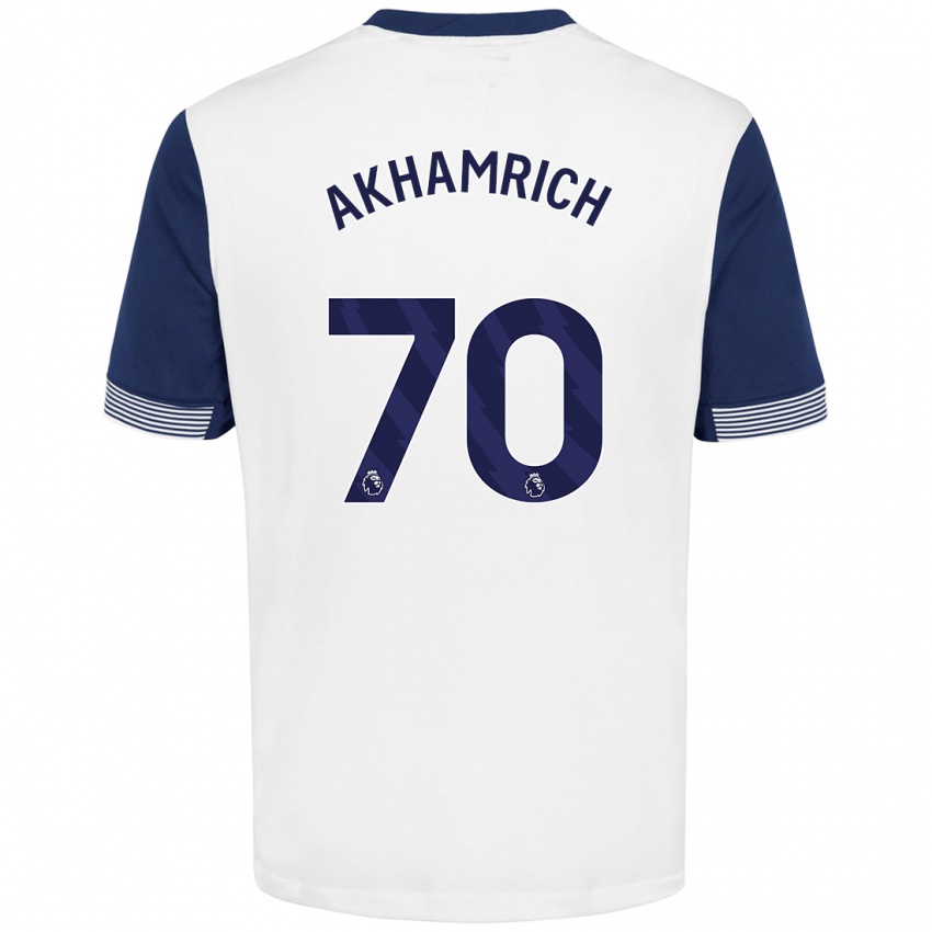 Bambino Maglia Yusuf Akhamrich #70 Bianco Blu Kit Gara Home 2024/25 Maglietta