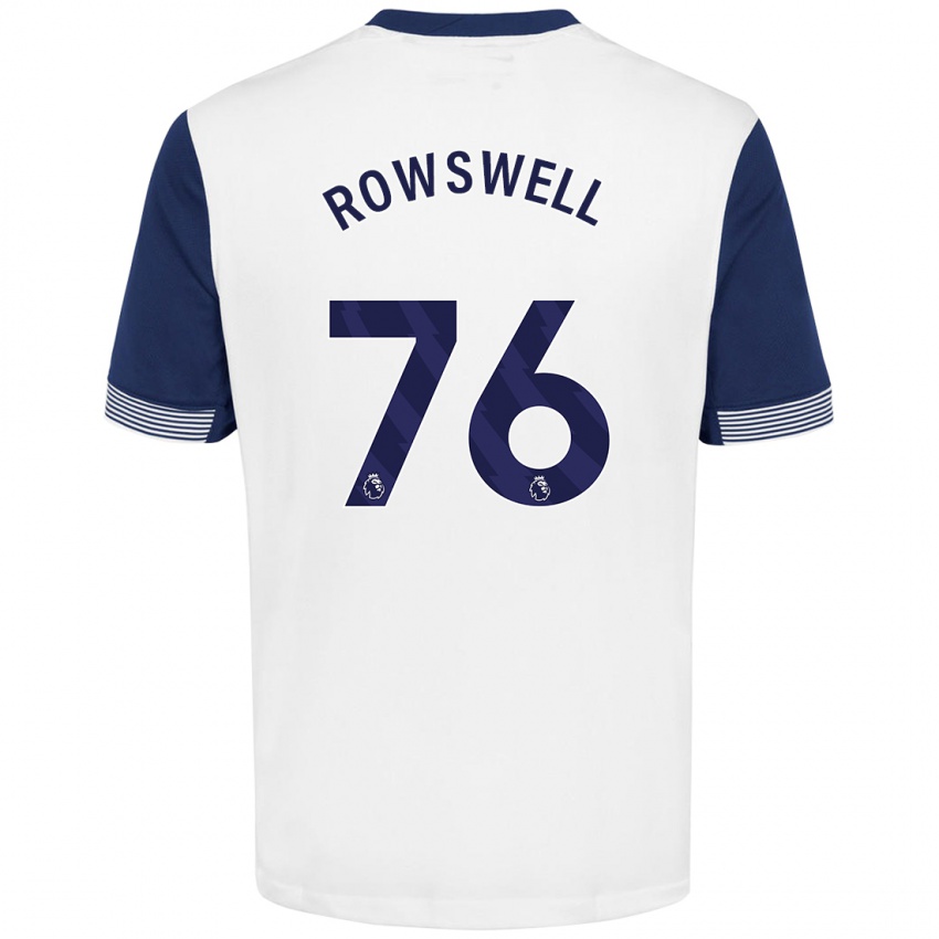 Bambino Maglia James Rowswell #76 Bianco Blu Kit Gara Home 2024/25 Maglietta