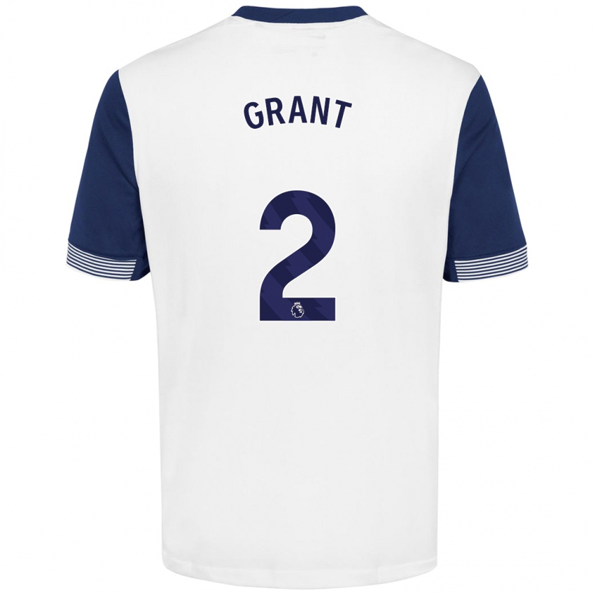 Bambino Maglia Charlotte Grant #2 Bianco Blu Kit Gara Home 2024/25 Maglietta