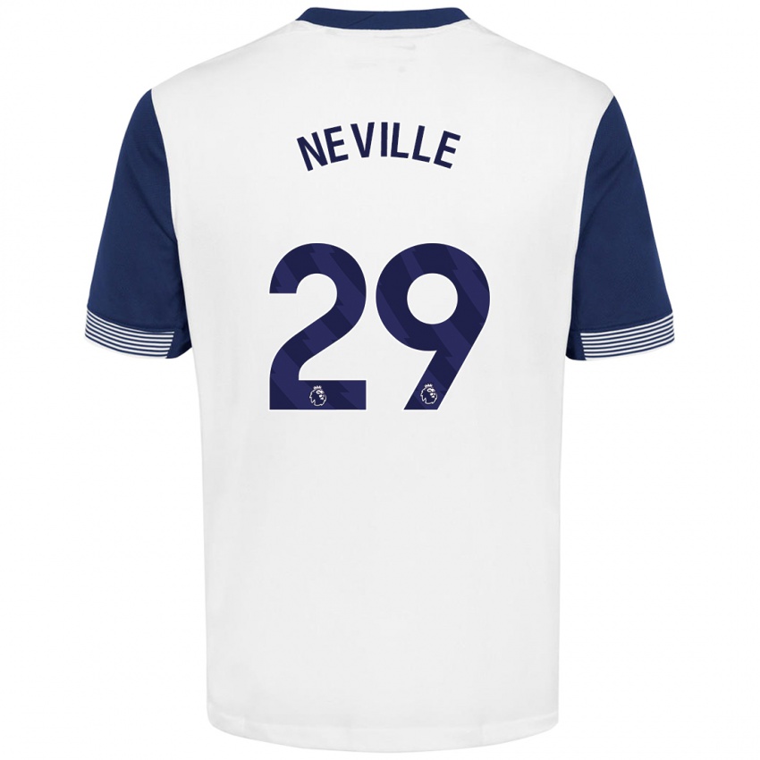 Bambino Maglia Ashleigh Neville #29 Bianco Blu Kit Gara Home 2024/25 Maglietta