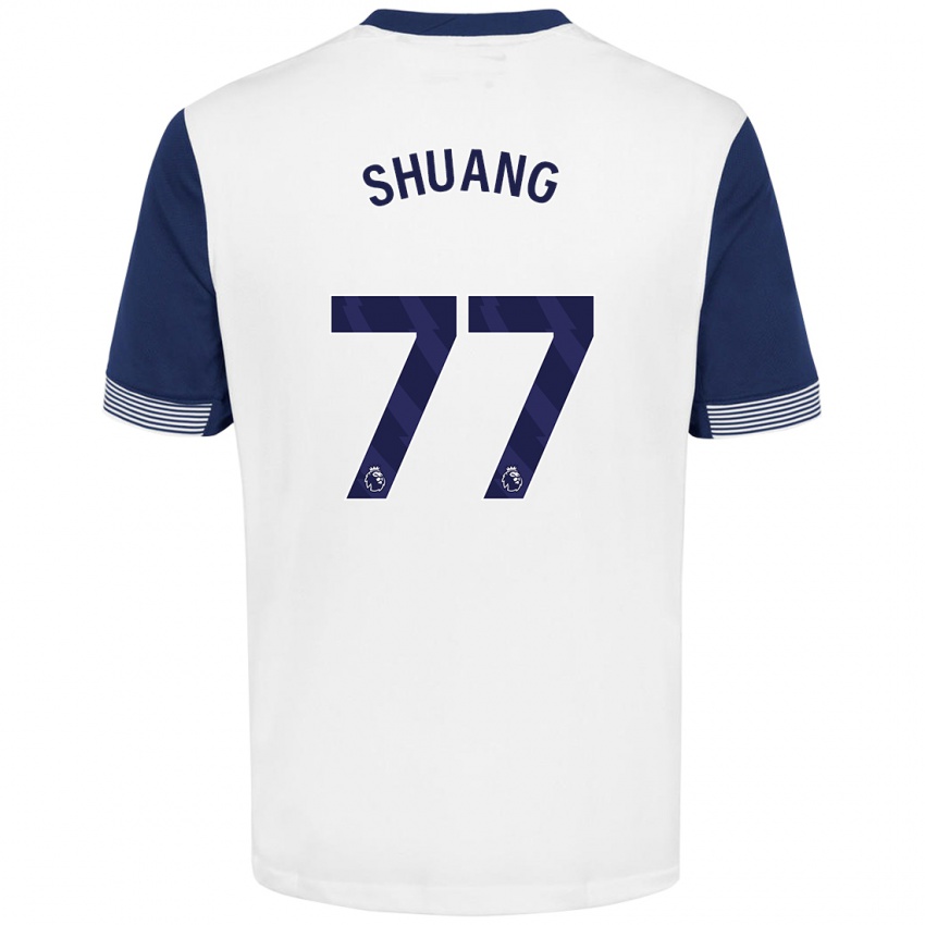 Bambino Maglia Wang Shuang #77 Bianco Blu Kit Gara Home 2024/25 Maglietta