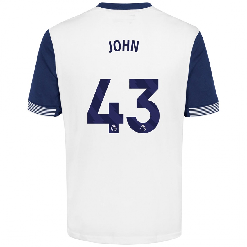 Bambino Maglia Nile John #43 Bianco Blu Kit Gara Home 2024/25 Maglietta