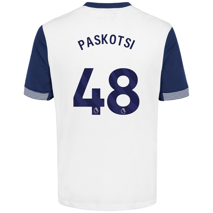 Bambino Maglia Maksim Paskotsi #48 Bianco Blu Kit Gara Home 2024/25 Maglietta