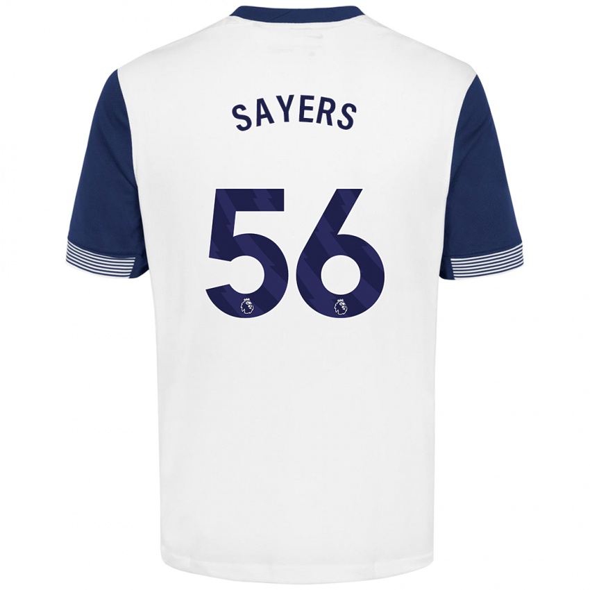 Bambino Maglia Charlie Sayers #56 Bianco Blu Kit Gara Home 2024/25 Maglietta