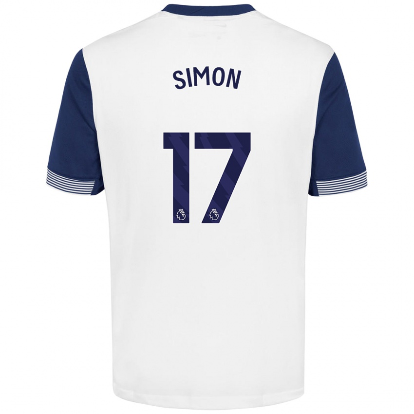 Bambino Maglia Kyah Simon #17 Bianco Blu Kit Gara Home 2024/25 Maglietta