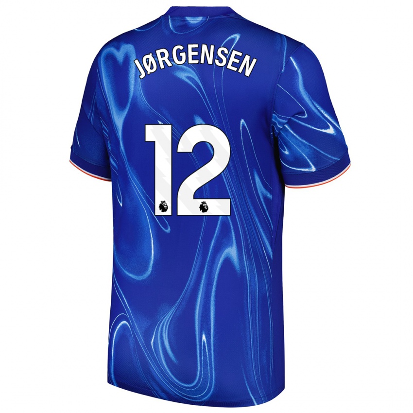 Bambino Maglia Filip Jørgensen #12 Blu Bianco Kit Gara Home 2024/25 Maglietta