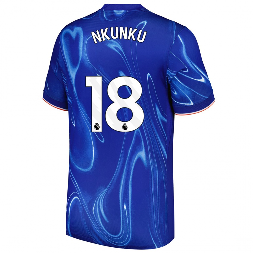 Bambino Maglia Christopher Nkunku #18 Blu Bianco Kit Gara Home 2024/25 Maglietta