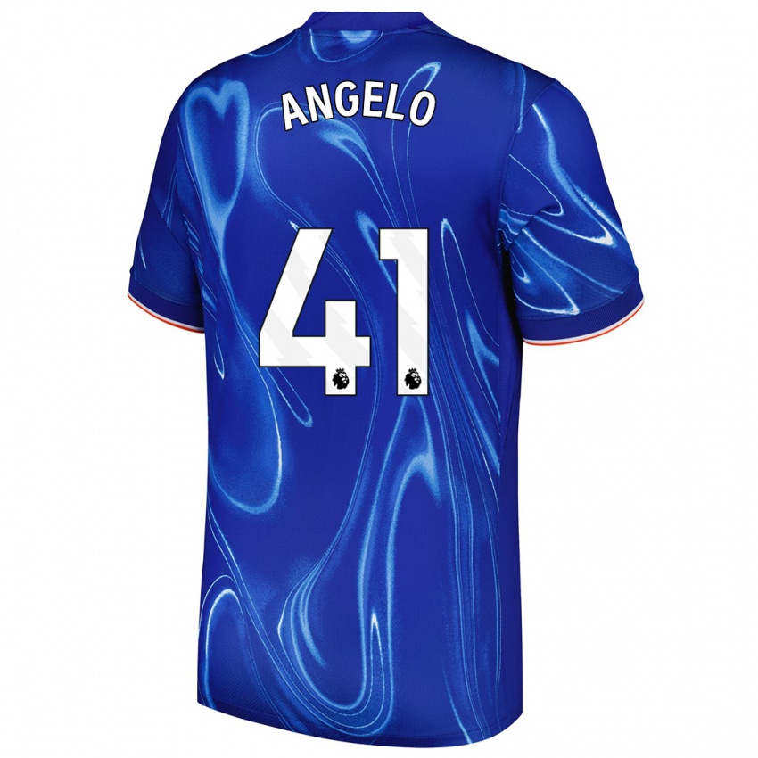 Bambino Maglia Ângelo #41 Blu Bianco Kit Gara Home 2024/25 Maglietta