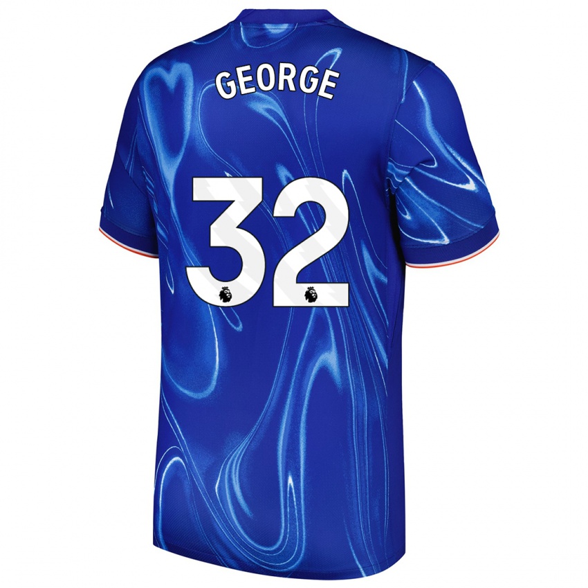 Bambino Maglia Tyrique George #32 Blu Bianco Kit Gara Home 2024/25 Maglietta