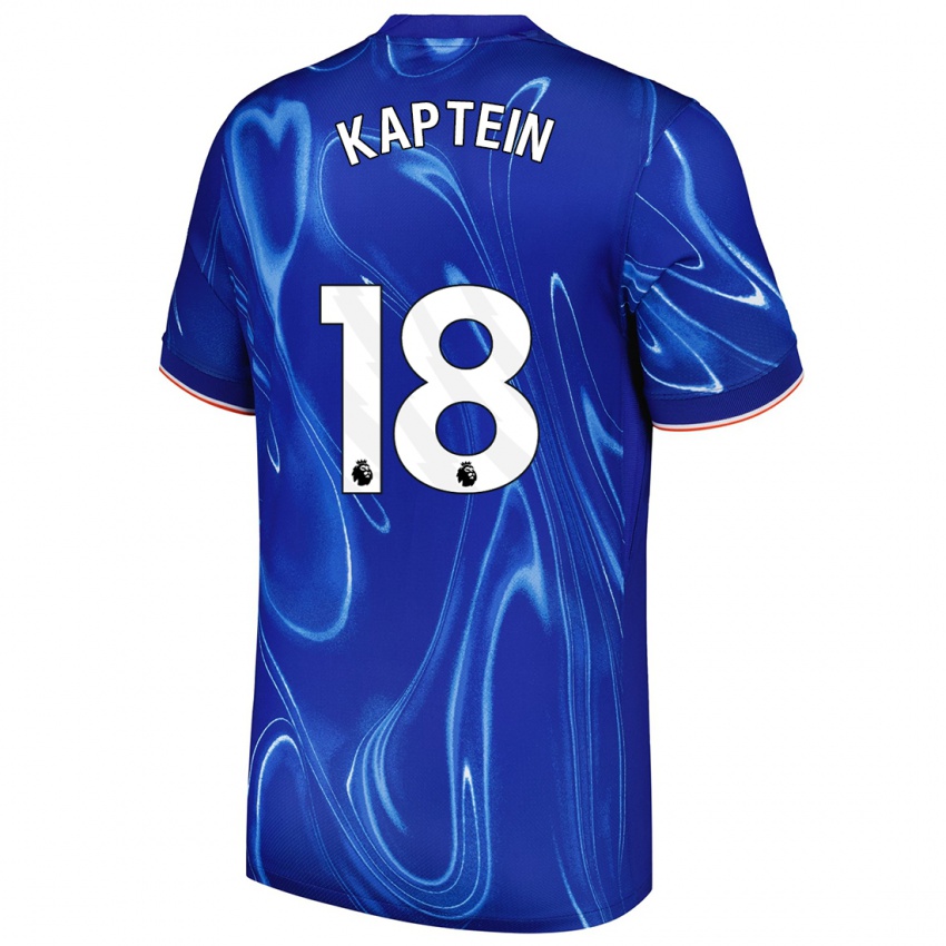 Bambino Maglia Wieke Kaptein #18 Blu Bianco Kit Gara Home 2024/25 Maglietta