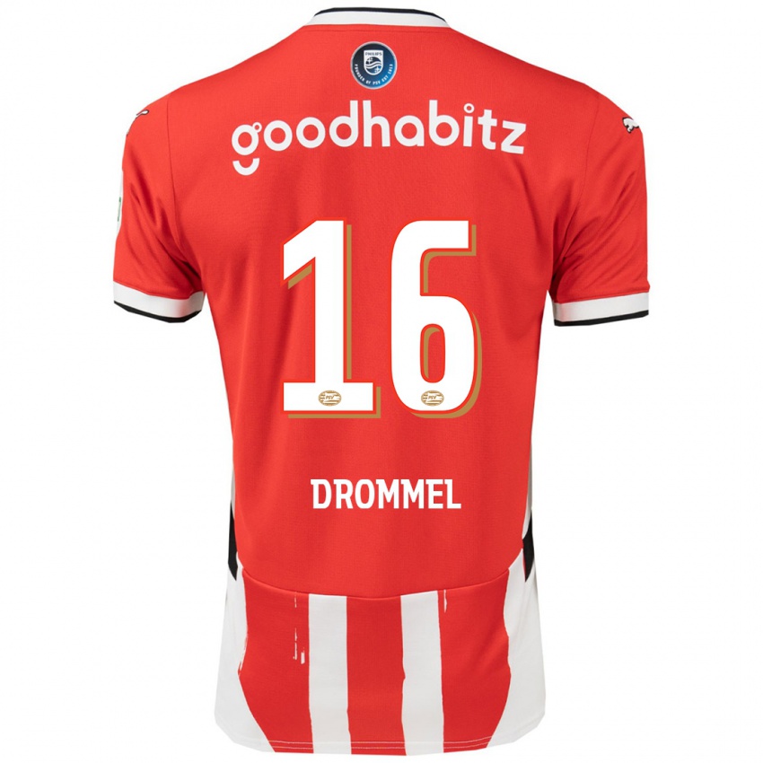 Bambino Maglia Joel Drommel #16 Rosso Bianco Kit Gara Home 2024/25 Maglietta