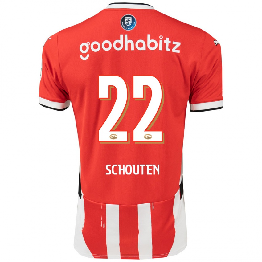 Bambino Maglia Jerdy Schouten #22 Rosso Bianco Kit Gara Home 2024/25 Maglietta