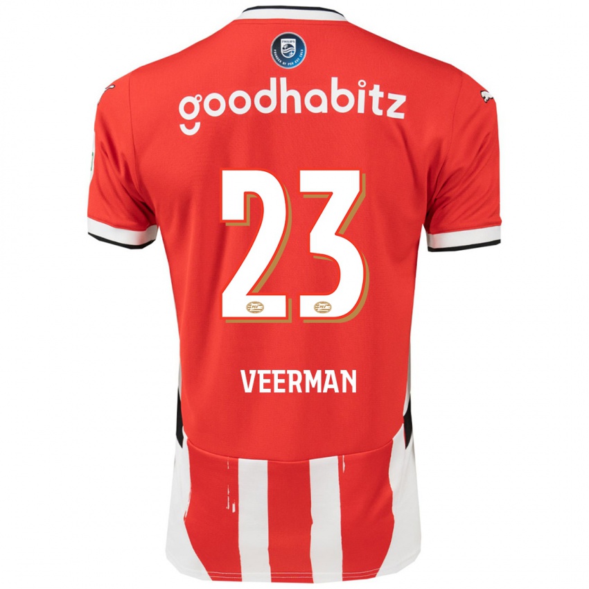 Bambino Maglia Joey Veerman #23 Rosso Bianco Kit Gara Home 2024/25 Maglietta