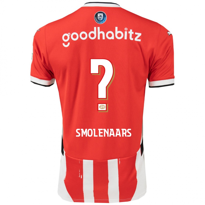 Bambino Maglia Tijn Smolenaars #0 Rosso Bianco Kit Gara Home 2024/25 Maglietta