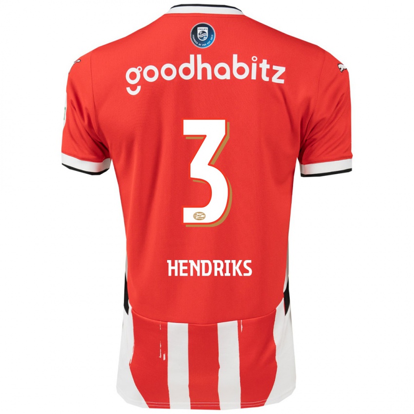 Bambino Maglia Gwyneth Hendriks #3 Rosso Bianco Kit Gara Home 2024/25 Maglietta