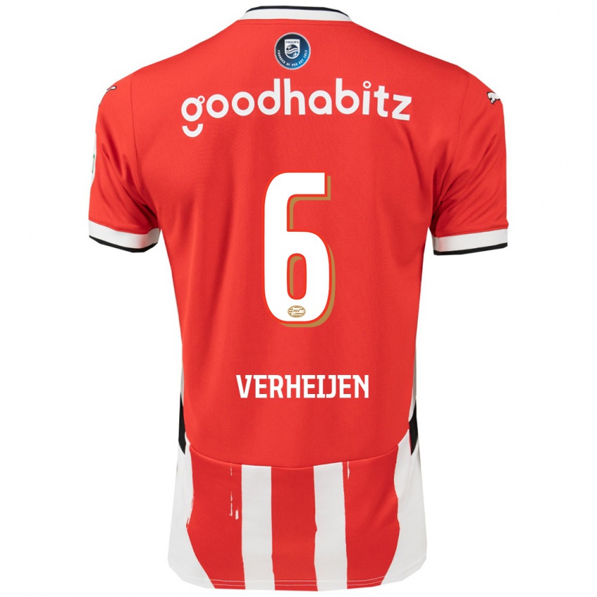 Bambino Maglia Janneke Verheijen #6 Rosso Bianco Kit Gara Home 2024/25 Maglietta