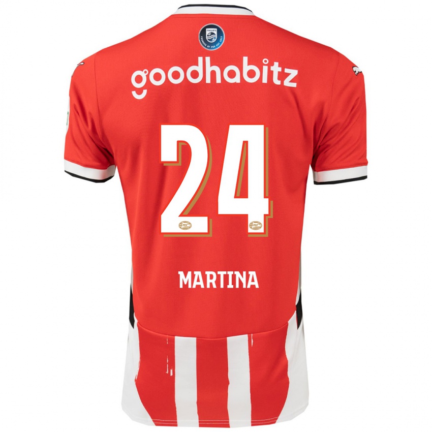 Bambino Maglia Shijona Martina #24 Rosso Bianco Kit Gara Home 2024/25 Maglietta