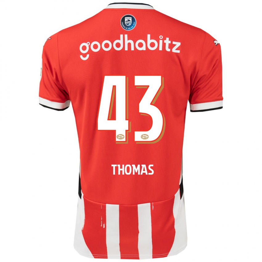 Bambino Maglia Kealyn Thomas #43 Rosso Bianco Kit Gara Home 2024/25 Maglietta