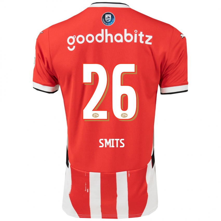 Bambino Maglia Eef Smits #26 Rosso Bianco Kit Gara Home 2024/25 Maglietta