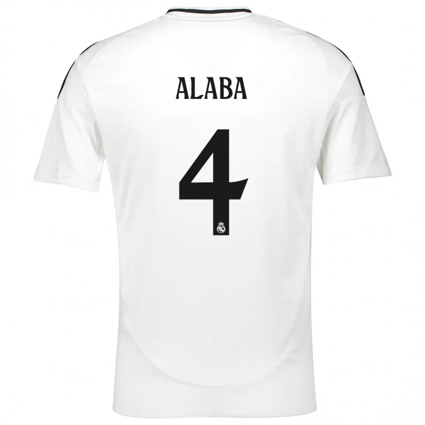 Bambino Maglia David Alaba #4 Bianco Kit Gara Home 2024/25 Maglietta