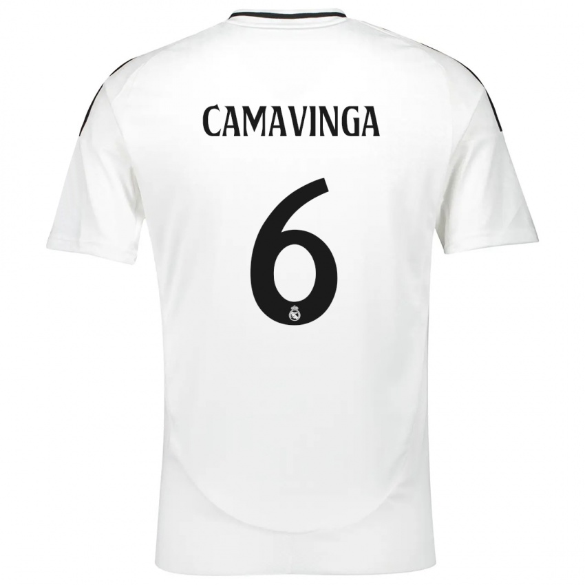 Bambino Maglia Eduardo Camavinga #6 Bianco Kit Gara Home 2024/25 Maglietta