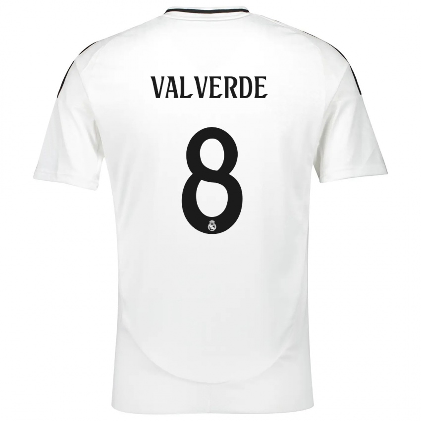 Bambino Maglia Federico Valverde #8 Bianco Kit Gara Home 2024/25 Maglietta