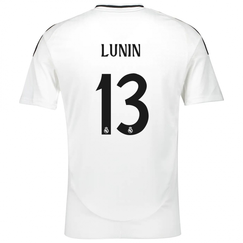 Bambino Maglia Andriy Lunin #13 Bianco Kit Gara Home 2024/25 Maglietta