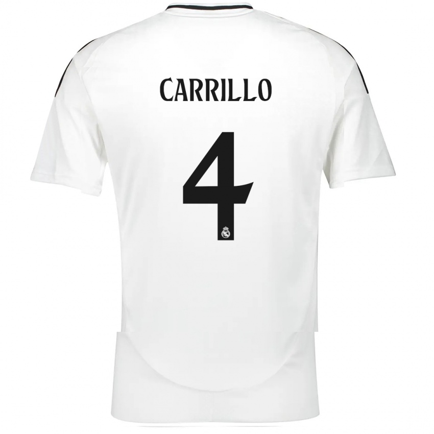 Bambino Maglia Alvaro Carrillo #4 Bianco Kit Gara Home 2024/25 Maglietta