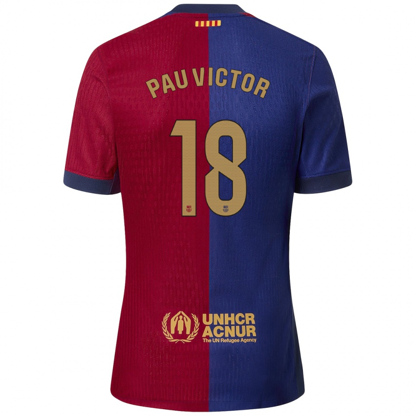 Bambino Maglia Pau Víctor #18 Blu Rosso Kit Gara Home 2024/25 Maglietta