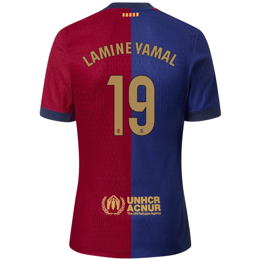 Bambino Maglia Lamine Yamal #19 Blu Rosso Kit Gara Home 2024/25 Maglietta